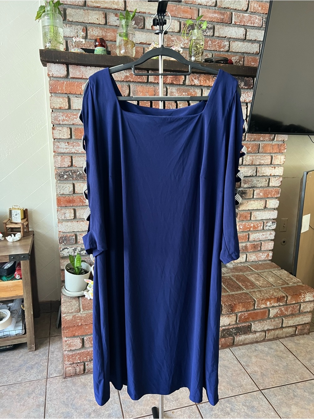 Roz & Ali Navy Boatneck Midi Dress